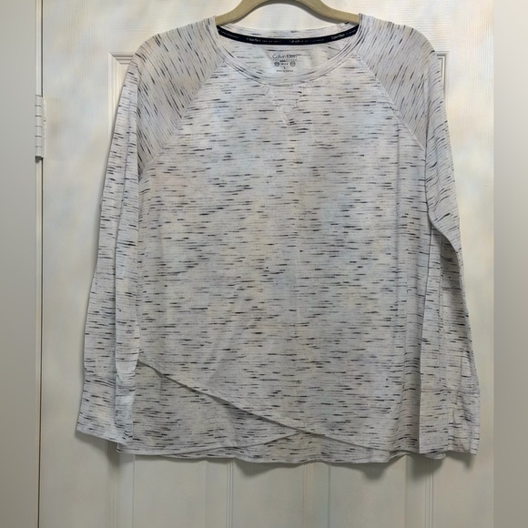 Calvin Klein Tops - Calvin Klein Women's White Space-Dye Long Sleeve Tee with Heathered Detail